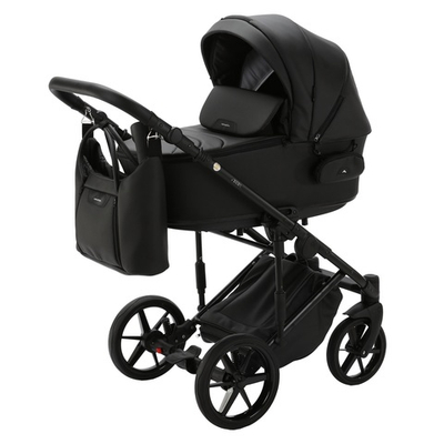 Детская универсальная коляска Adamex ZICO Deluxe Z-SA2 (3в1) - Черная экокожа