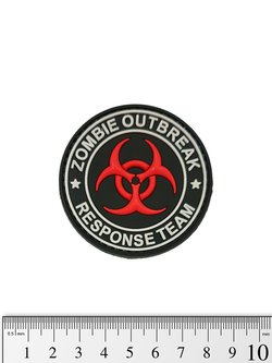 Шеврон Zombie Outbreak. Response Team (Biohazard) PVC. Красный на чёрном