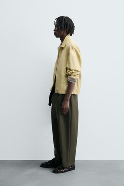 ZARA УКОРОЧЕННАЯ КУРТКА СТРУКТУРНОГО КРОЯ, СВЕТЛО-ЖЕЛТЫЙ