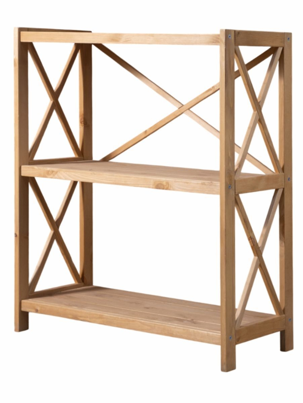 Стеллаж деревянный напольный Юск из массива сосны 3 полки, бейц