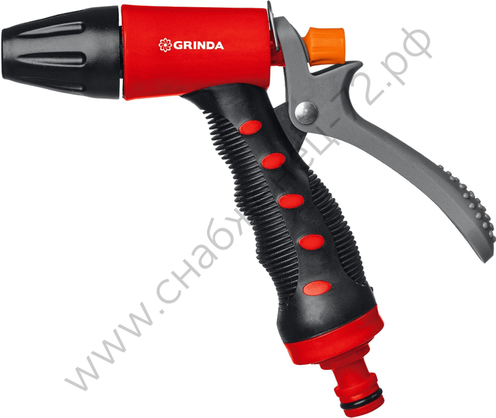 GRINDA T-R, плавная регулировка, курок сзади, пластиковый с TPR, поливочный пистолет (8-427186)