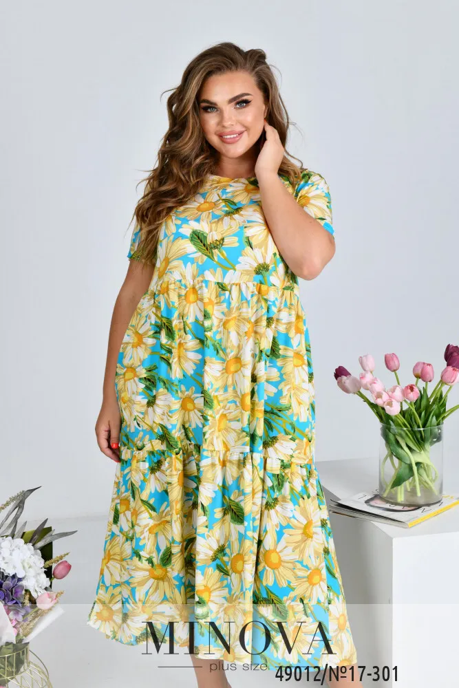 Платье 17-301-желтый-голубой Minova