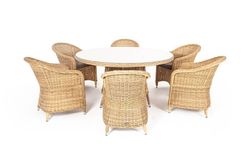 "Эспрессо-150 R" обеденная группа плетеная, цвет соломенный