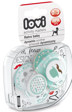LOVI Пустышка динамическая силиконовая для мальчика Retro Baby, 2 шт/уп