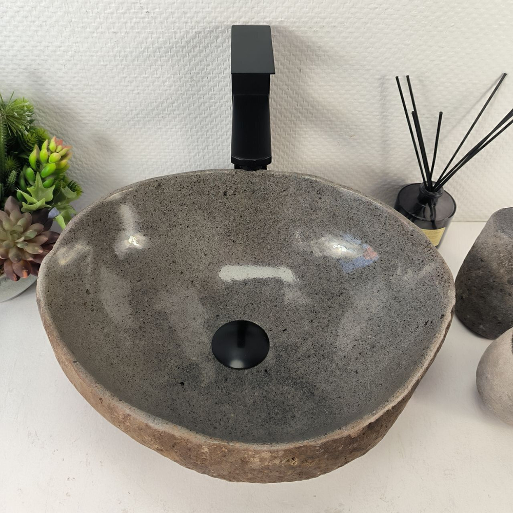 Каменная раковина из речного камня RS-05473 (42*35*16) 0861 из натурального камня