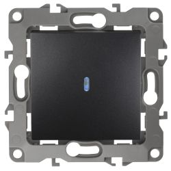 12-1102-05 ЭРА Выключатель с подсветкой, 10АХ-250В, IP20, Эра12, антрацит | Эра 12 Антрацит