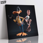 Картина для интерьера Даффи Дак и Вуди на холсте, персонажи мультфильма, холст с печатью на подрамнике, на стену, Постер Плакат