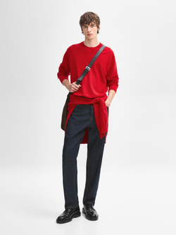 Massimo Dutti Джемпер из 100% кашемира с круглым вырезом, красный