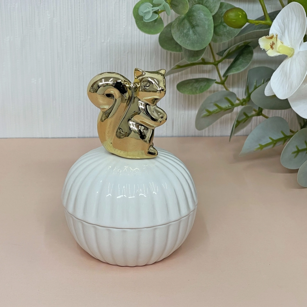 Шкатулка керамическая «GOLD Podarok», белочка, цвет белый, 11*9*3см (в инд. коробке)