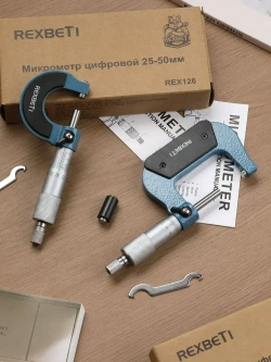 REXBETI Микрометр нониусный 0-25 мм, 0,01 мм