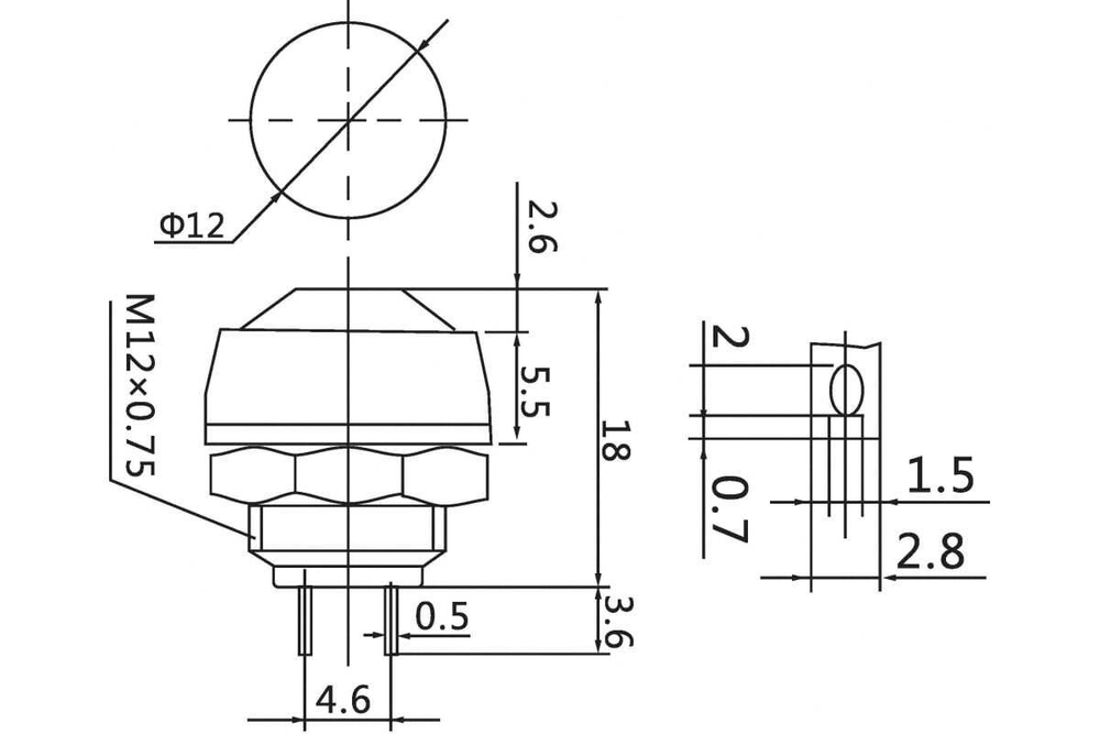 Выключатель-кнопка REXANT 250v 1а (2с) off-(on) б/фикс красная micro (pbs-33в) 36-3050