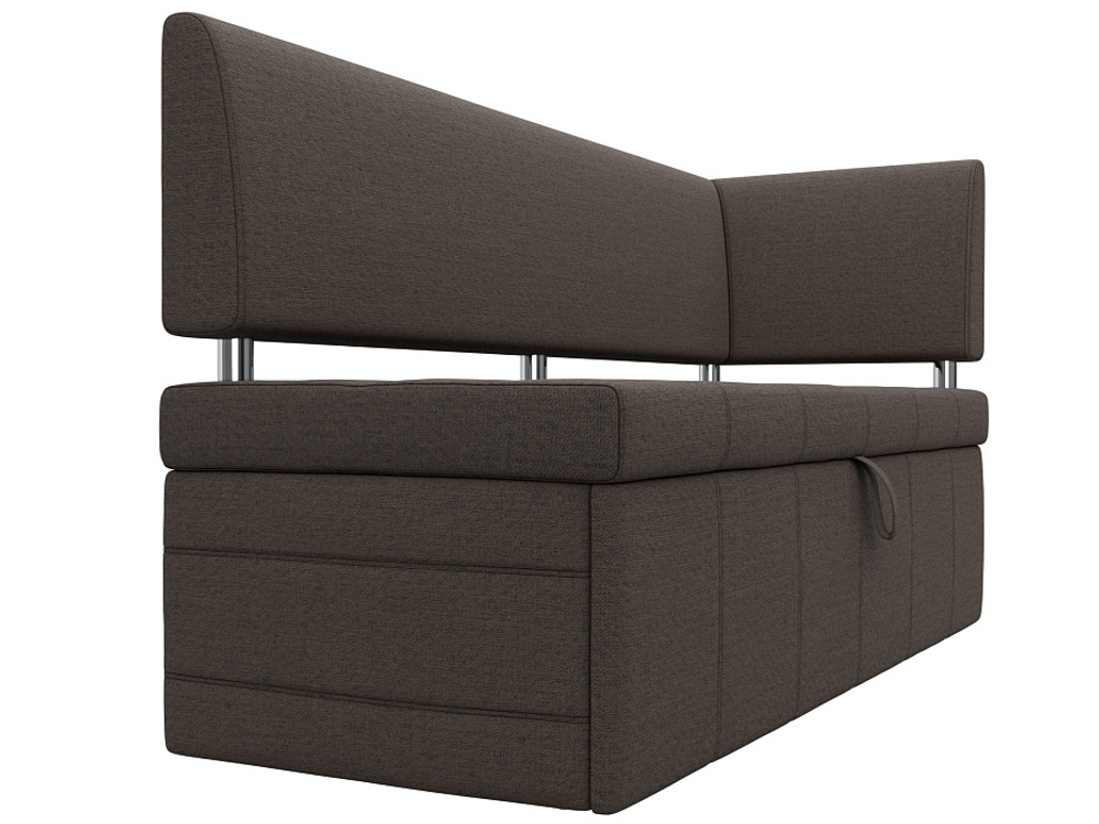 Диван кухонный прямой Стоун с углом правый, Амур 05 коричневый, Рогожка, 122483