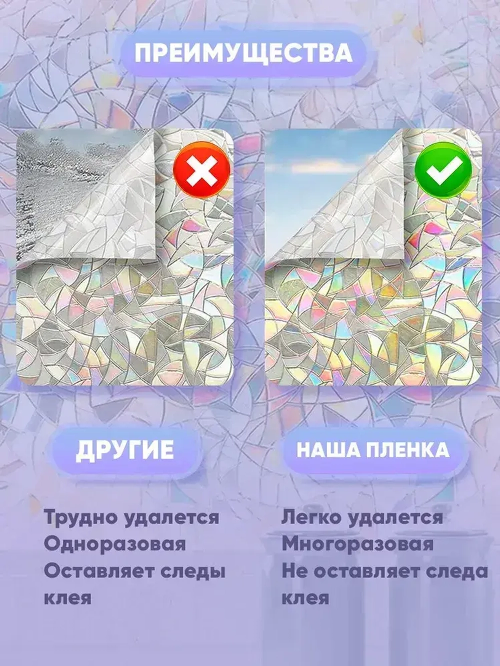 Самоклеящаяся пленка для мебели, Витражная пленка на стекло окна,60x200CM