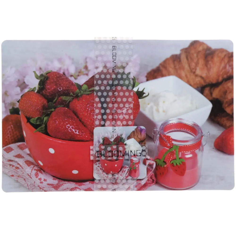 Салфетка на стол 43*28см в наборе 6+6шт «Клубничное настроение»