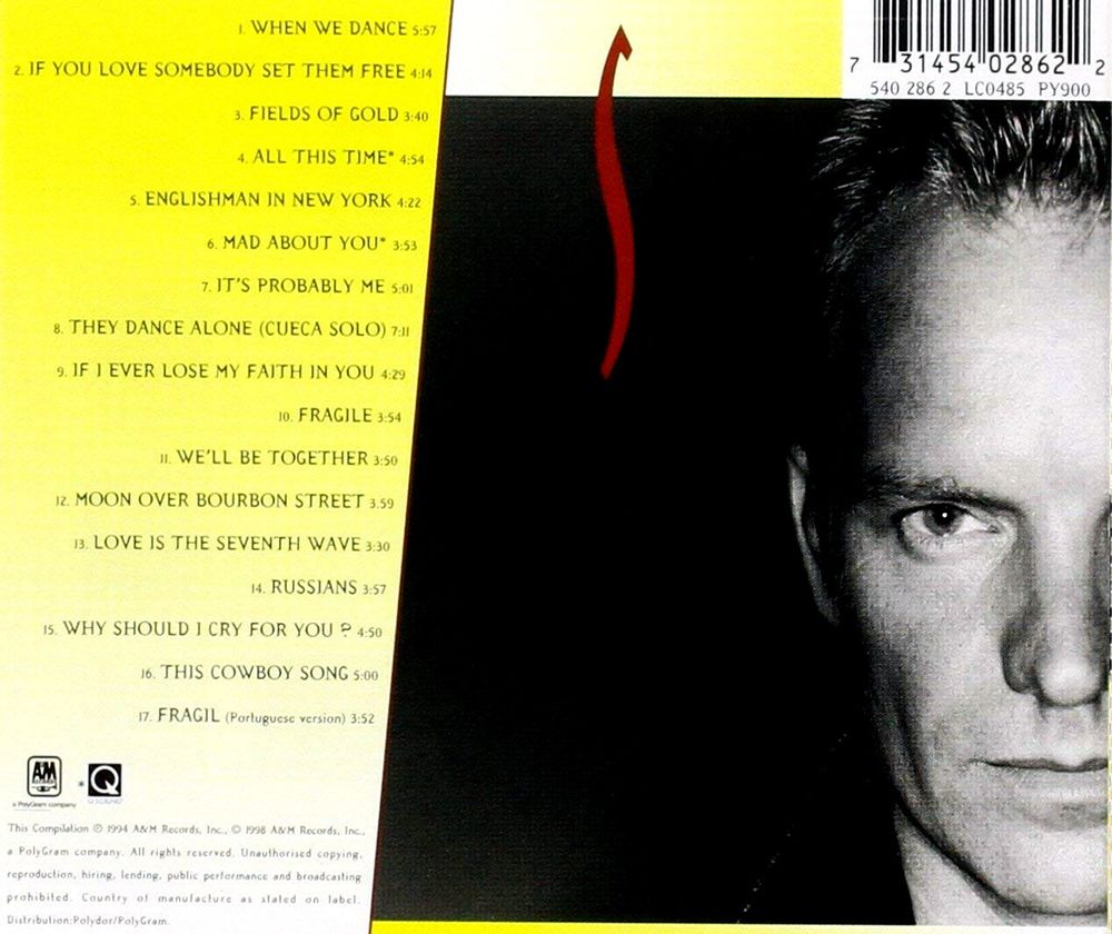 Sting. Fields Of Gold: The Best Of Sting 1984 - 1994 (CD) Стинг новый запечатанный