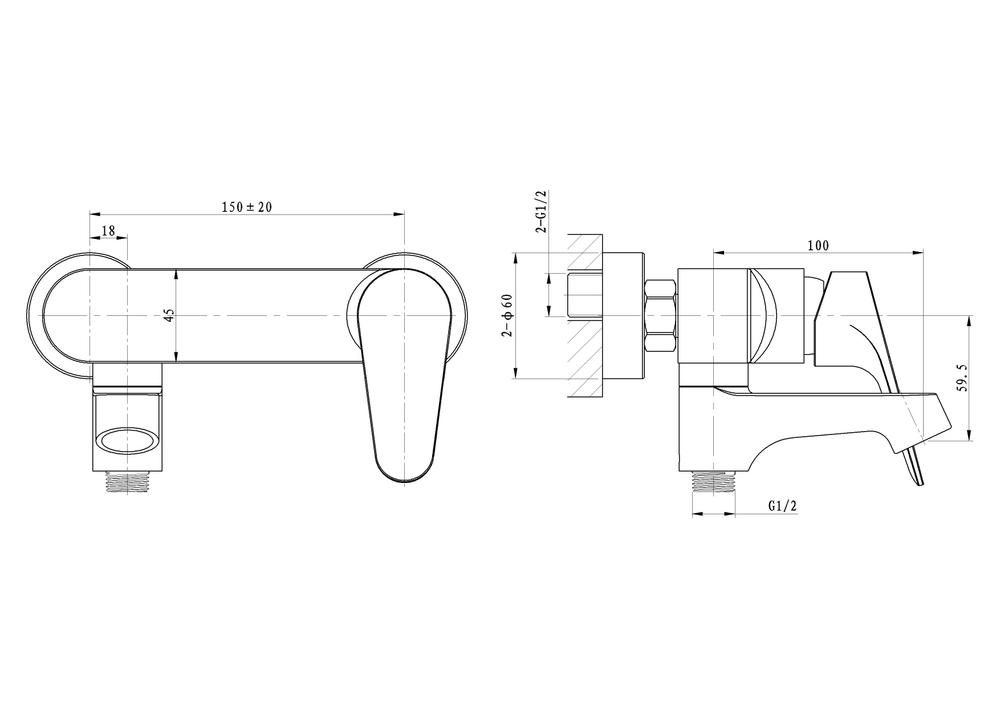 Смеситель для ванны WONZON & WOGHAND BALANCE, Хром (WW-053101-CR)
