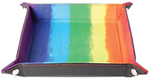 Velvet Folding Dice Tray with Leather Backing 10x10 Watercolor Rainbow