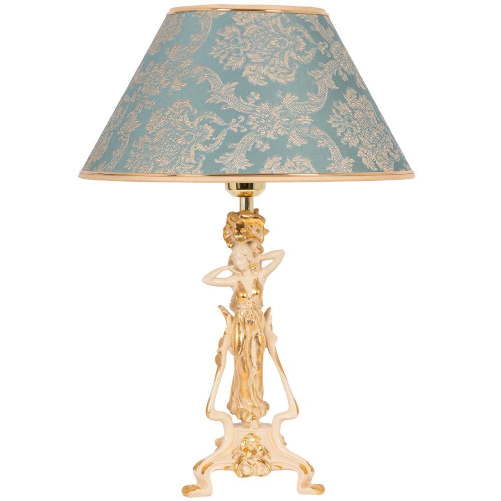 Настольная лампа Флора Айвори с абажуром №38 Vatican (Ватикан) Аквамарин