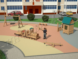 Каскад детских площадок серии Эко внутри дворовой территории