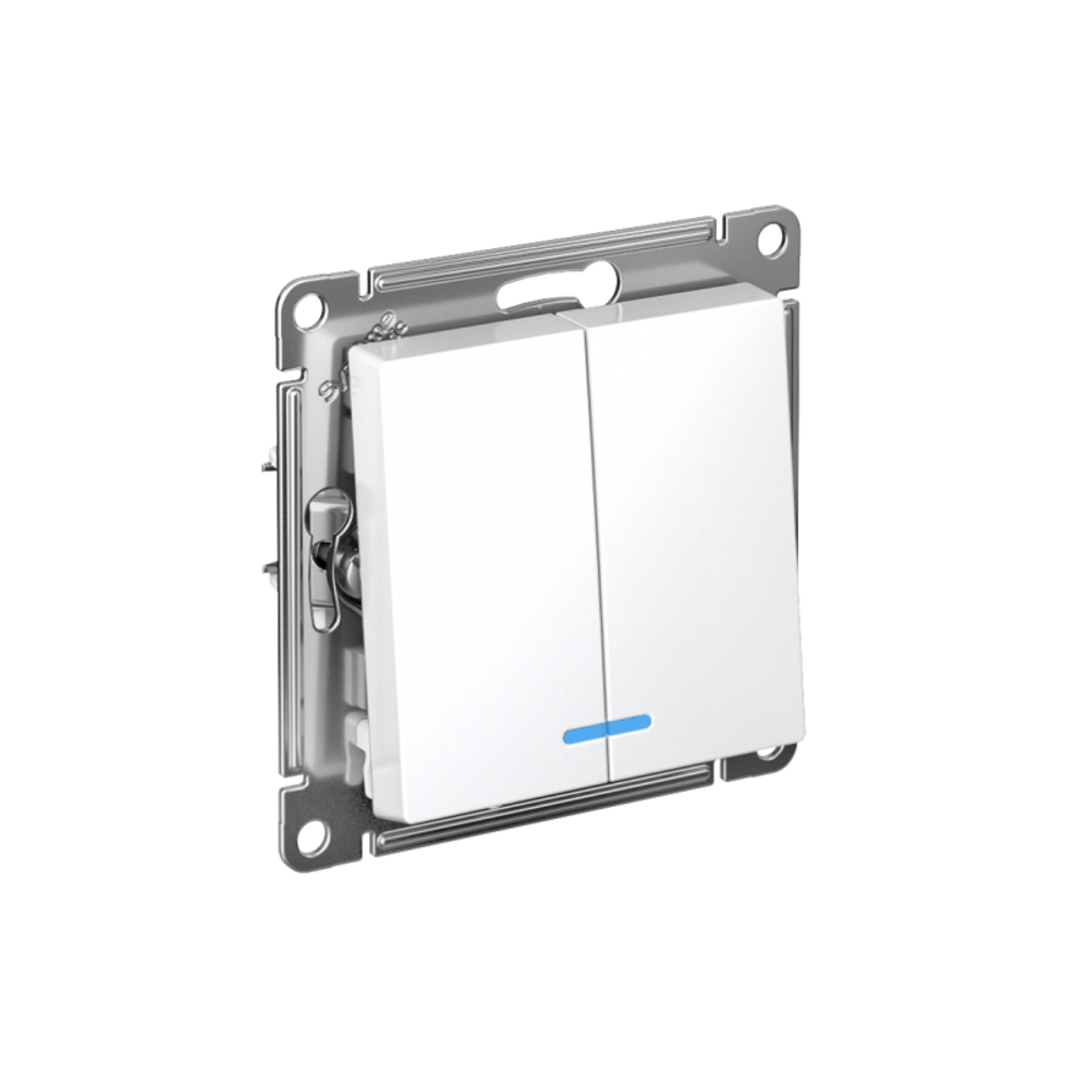 Выключатель 2-кл. AtlasDesign (сх. 5а) 10AX с подсветкой механизм лотос SE ATN001353