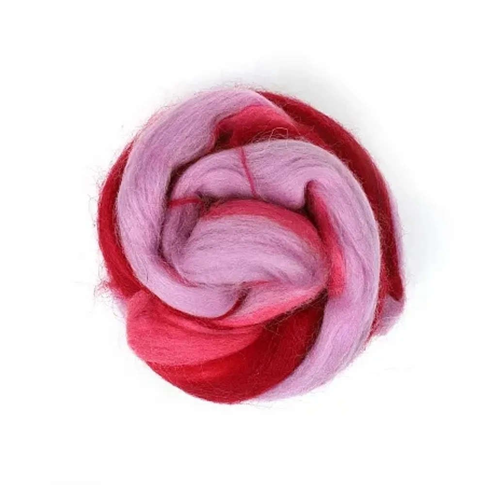 Шерсть для валяния "ПЕХОРКА", полутонкая шерсть 50 гр, винный/мальва/св.фиалка