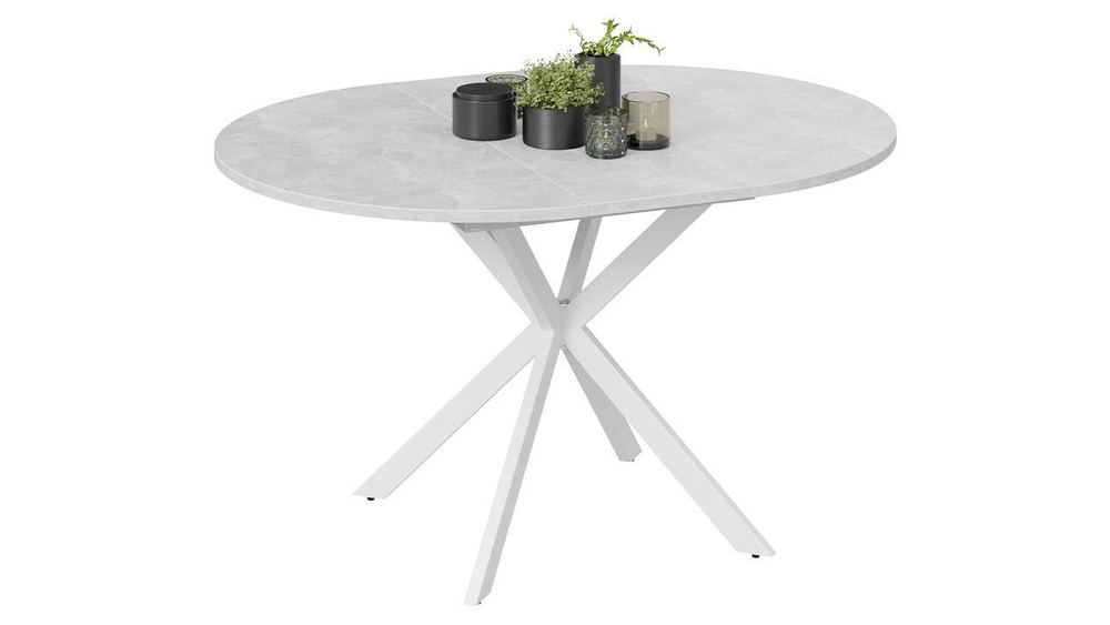 Стол кухонный обеденный круглый раздвижной Белый/Чёрный Муар, Мэдисон, 100,1х100х75 см