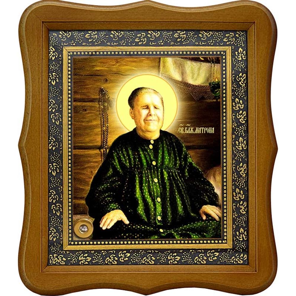 Икона Святой Матроны Московской на холсте с мощевиком.