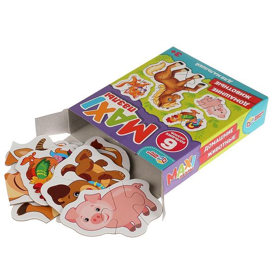 Макси-пазлы для малышей. Домашние животные. Коробка 150*180*40. 6 пазлов. Умные игры