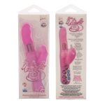 Розовый вибромассажёр с клиторальным стимулятором и вращающимися шариками Petite Flutter - 21 см. (Цвет: розовый)