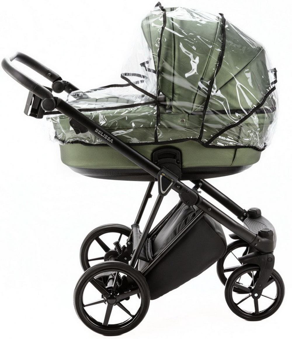 Детская коляска Adamex Belissa Deluxe 2 в 1 B-SM14 (ЗЕЛЁН.ПЕРЛ.КОЖА)