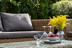 "Капучино" диван из искусственного ротанга (гиацинт) двухместный, цвет соломенный