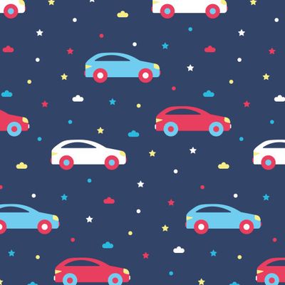 Купить мальчиковую ткань Игрушечные машинки. Принт автомашины и звезды. Toy cars kids print fabric.