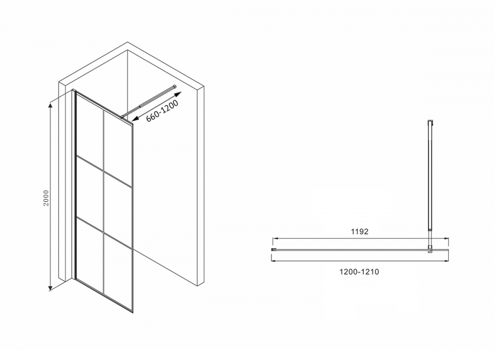 Душевая перегородка ABBER Immer Offen AG62120B