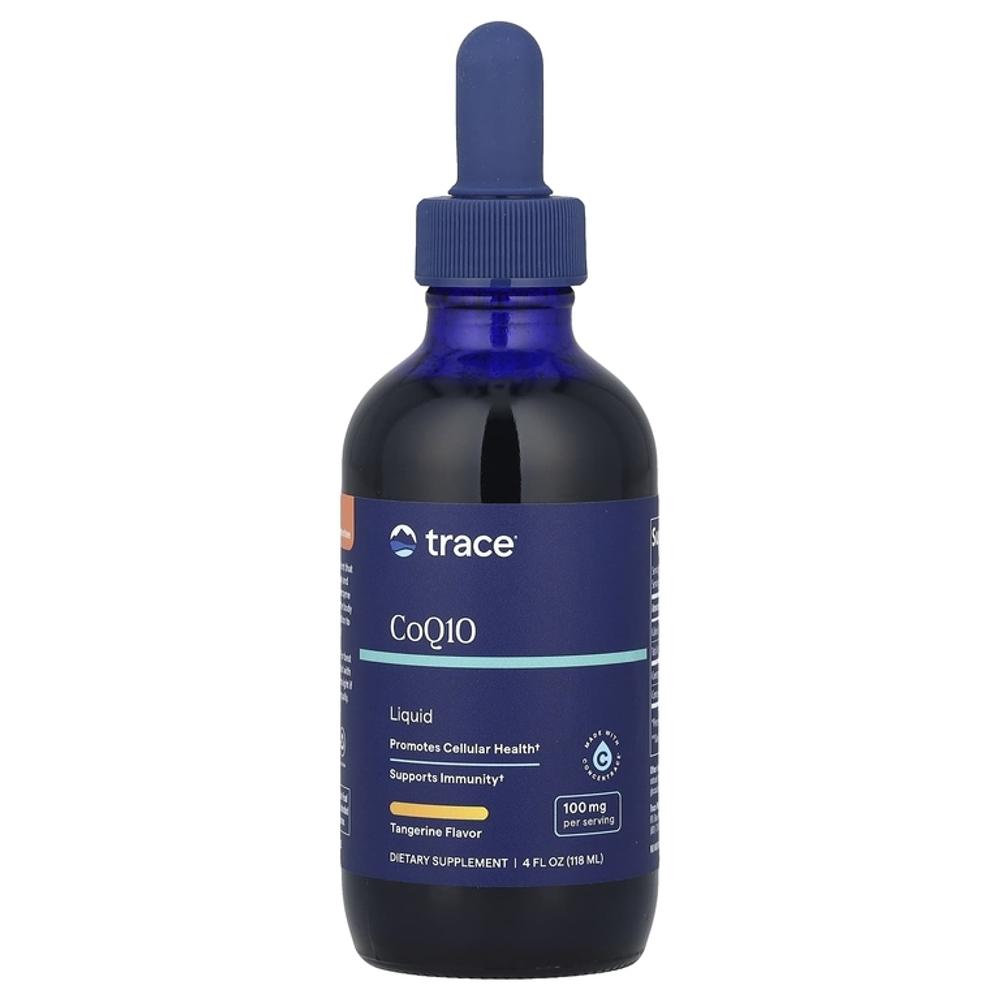 Trace Minerals Liquid CoQ10 100 mg 118 ml, Жидкий Коэнзим Q10 со вкусом мандарина