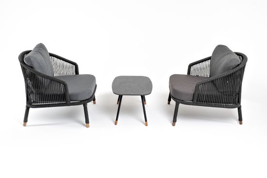 "Верона" лаунж-зона 5-местная плетеная из роупа (веревки), каркас алюминиевый темно-серый, роуп темно-серый