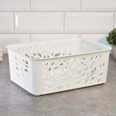 Корзина 4л "Leaves" 258*186*100мм, молочный