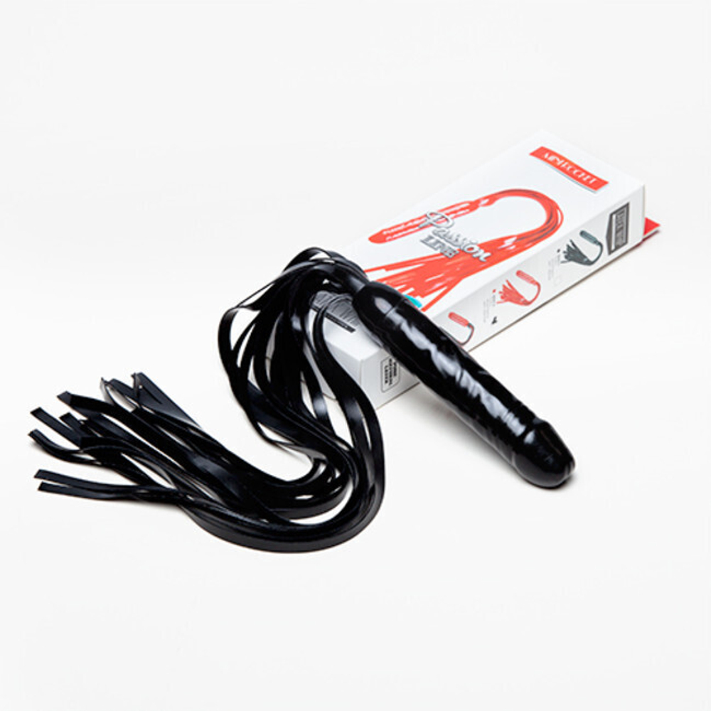 Чёрный латексный фаллос-плетка Mini Rocket (Цвет: черный)