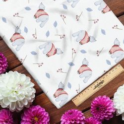 Ткань дюспо белые медвежата в свитере