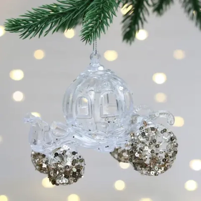 Подвеска «Королевская карета» 10*11 см, Белый/Золотой блеск