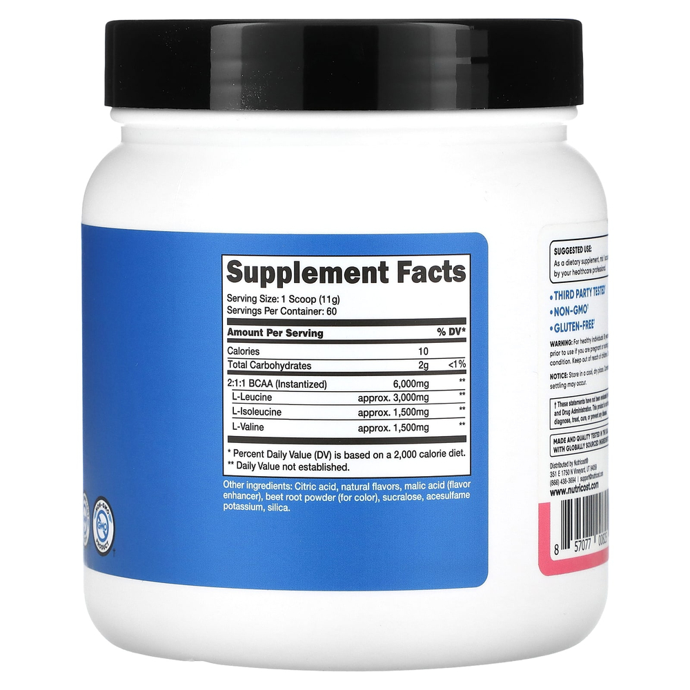 Nutricost, Performance, BCAA, со вкусом малинового лимонада, 660 г (1,5 фунта)