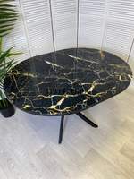 Стол круглый стеклянный "Чёрный мрамор"