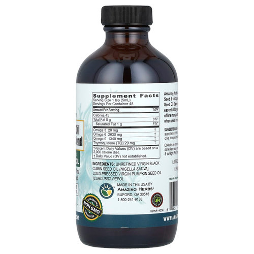 Amazing Herbs, Black Seed™, смесь масел, масло из семян чёрного тмина с маслом из тыквенных семечек, 240 мл (8 жидк. унций)