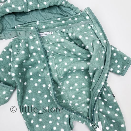 Комбинезон флисовый "Зайчик с точками" серо-зеленый