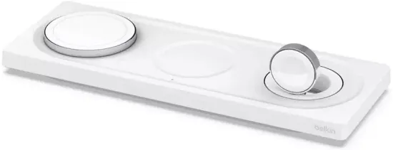 Беспроводная зарядная панель Belkin BoostCharge Pro 3-в-1 с MagSafe, белая