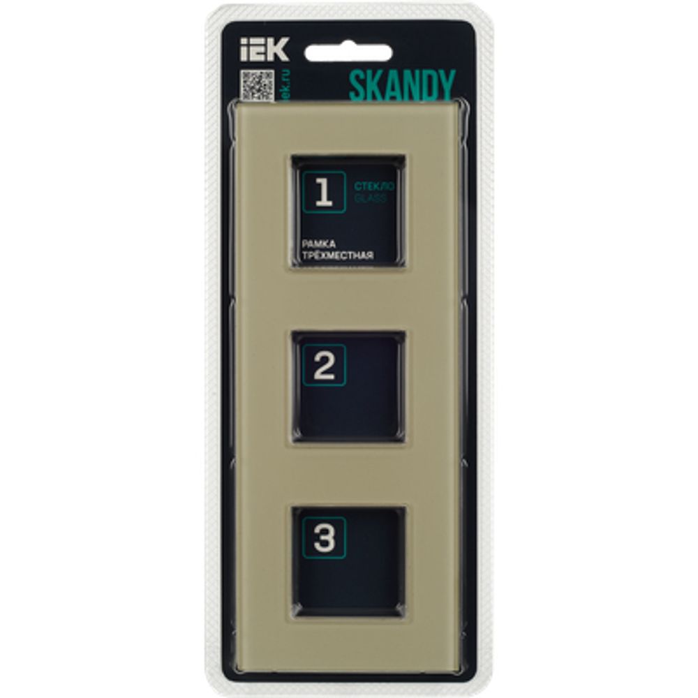 SKANDY Рамка 3-местная SK-F23B стекло беж. IEK
