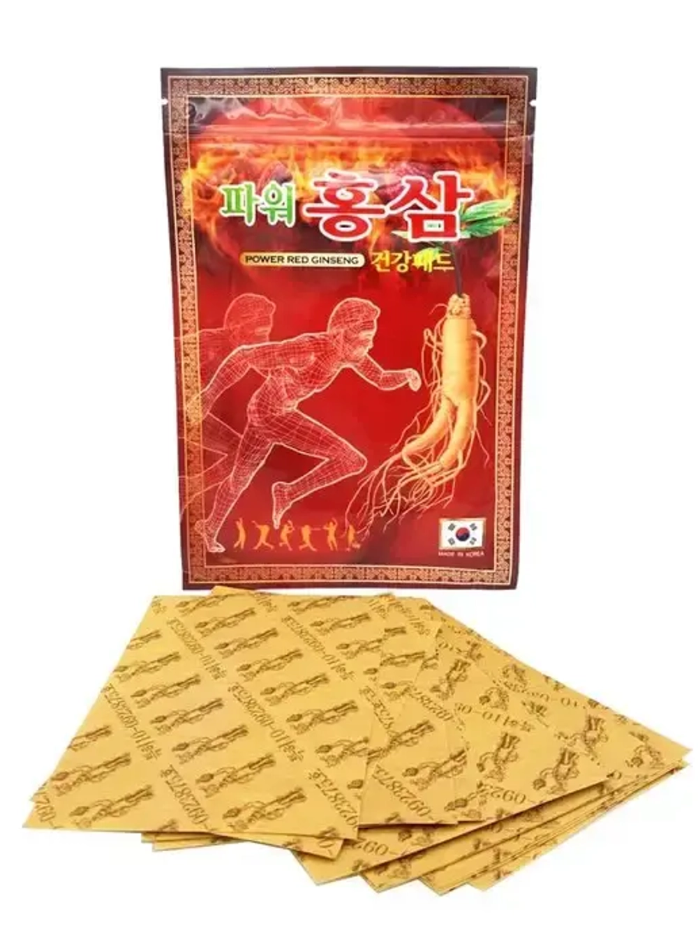 GOLD INSAM - ПЛАСТЫРЬ ДЛЯ ТЕЛА ПРОТИВОВОСПАЛИТЕЛЬНЫЙ С КРАСНЫМ ЖЕНЬШЕНЕМ POWER RED GINSENG PAD, 20 ШТ