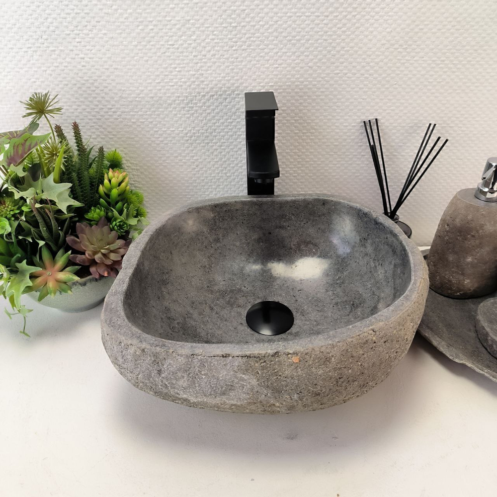 Каменная раковина из речного камня RS-63567 (38*34*15) 0122