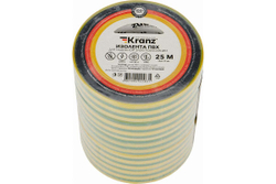 Изолента ПВХ KRANZ 0,13х19 мм, 25 м, желто-зеленая KR-09-2207