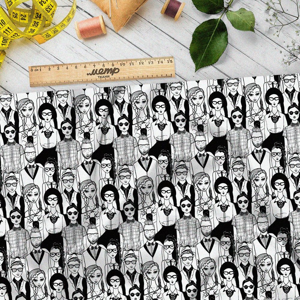 Ткань бязь толпа девушек