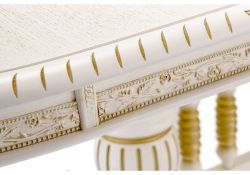 Деревянный стол Кантри 160(200-240)х107х78 молочный с золотой патиной